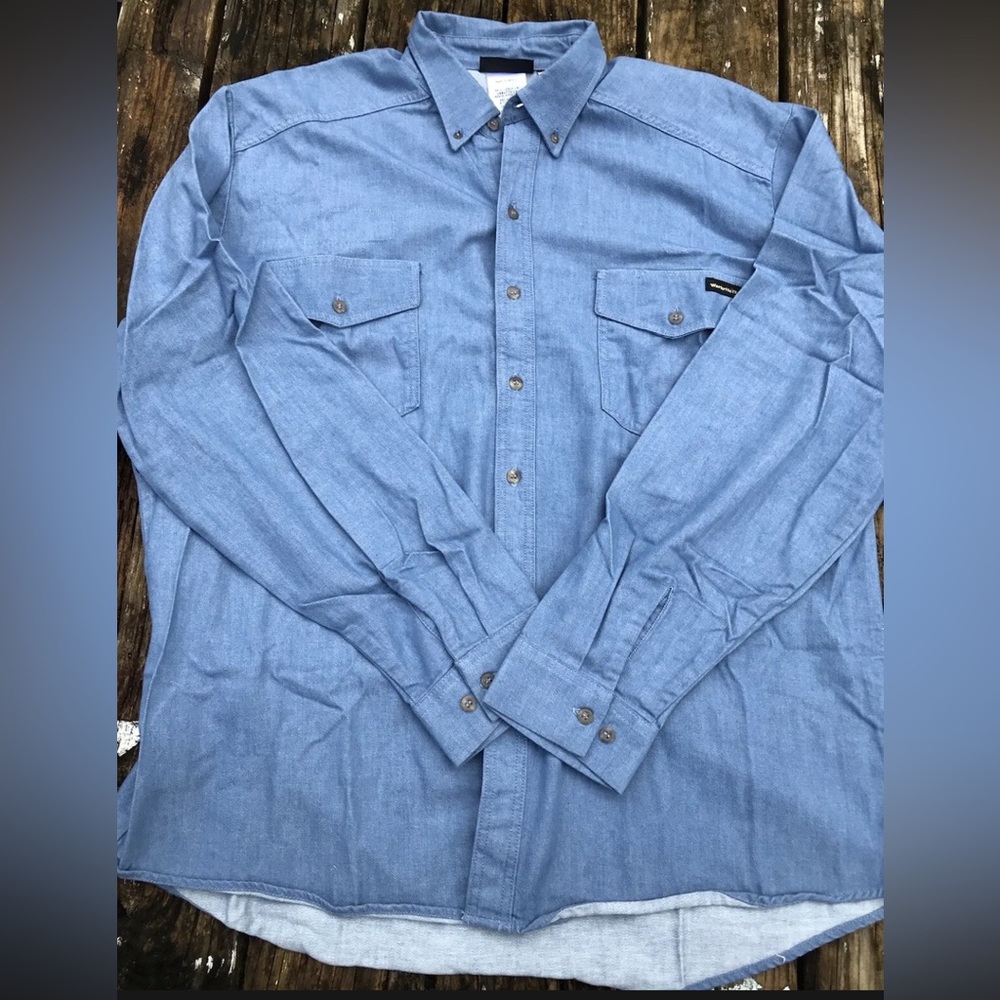 Workrite Mens FR Shirt 2XLarge Lt Blue Button Up Flame Resistant CAT 2 Ultrasoft